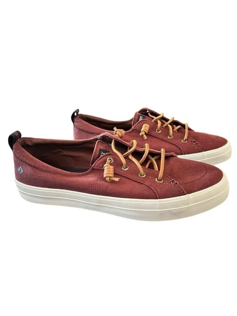 Sperry Top-Sider Crest Vibe Boat Deck Shoes Sneakers Leather Laces Oxblood W10